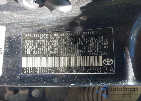 2016 Toyota Corolla S z USA, uszkodzony, nr VIN 5YFBURHE0GP488948